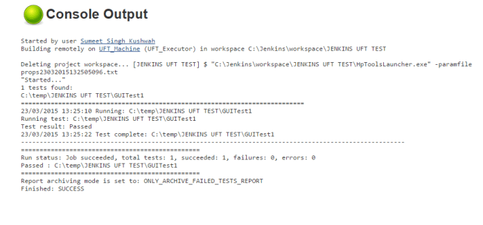 Jenkins Console Output