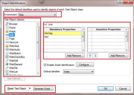 UFT Object Identification